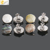 Women's Minimalist Clip On Earrings With Natural Abalone Shell Round Shape Distinctive Shell Ear Clips