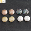 Women's Minimalist Clip On Earrings With Natural Abalone Shell Round Shape Distinctive Shell Ear Clips