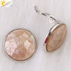 Women's Minimalist Clip On Earrings With Natural Abalone Shell Round Shape Distinctive Shell Ear Clips