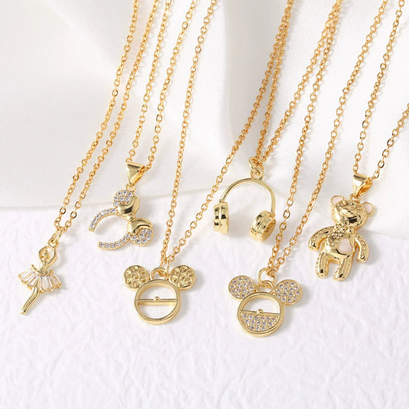 Women's Minimalist Copper Animal Zodiac Pendant Necklace With Gold Plated Electroplating