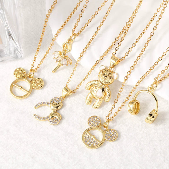 Women's Minimalist Copper Animal Zodiac Pendant Necklace With Gold Plated Electroplating
