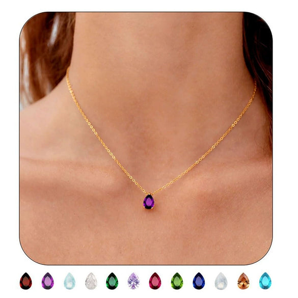 Women's Minimalist Copper Birthstone Drop Pendant Necklace With Electroplated Finish And Regular Chain Versatile Jewelry