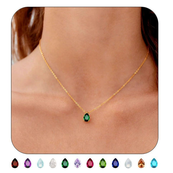 Women's Minimalist Copper Birthstone Drop Pendant Necklace With Electroplated Finish And Regular Chain Versatile Jewelry