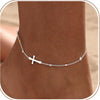 Women's Minimalist Copper Cross Anklet With Geometric Design Stackable Fashion Foot Jewelry