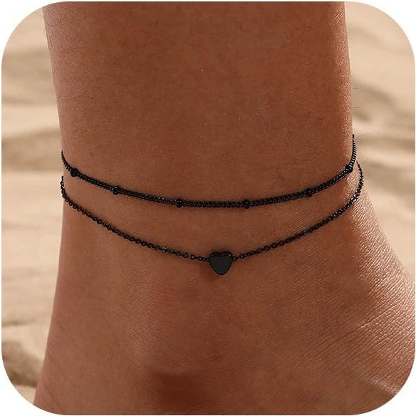 Women's Minimalist Copper Cross Anklet With Geometric Design Stackable Fashion Foot Jewelry