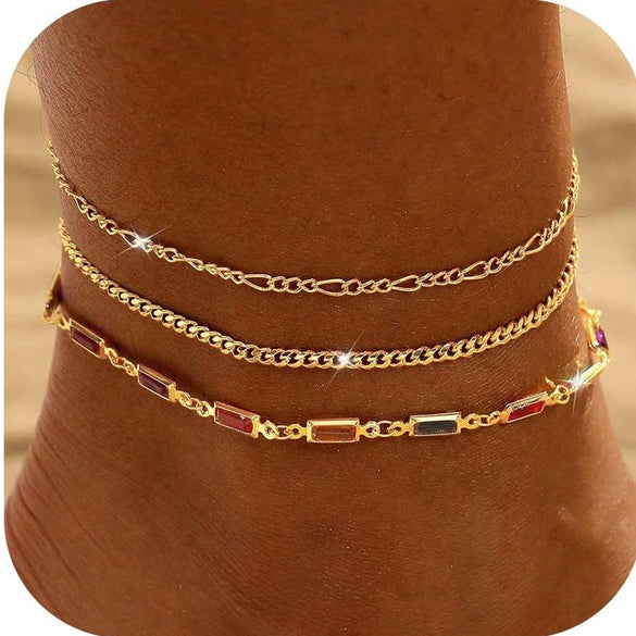 Women's Minimalist Copper Cross Anklet With Geometric Design Stackable Fashion Foot Jewelry