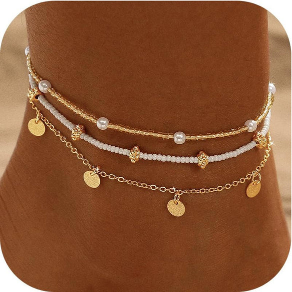 Women's Minimalist Copper Cross Anklet With Geometric Design Stackable Fashion Foot Jewelry