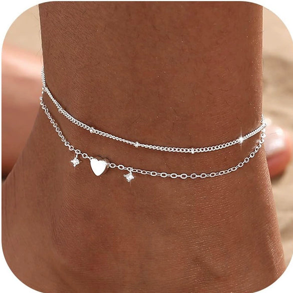 Women's Minimalist Copper Cross Anklet With Geometric Design Stackable Fashion Foot Jewelry