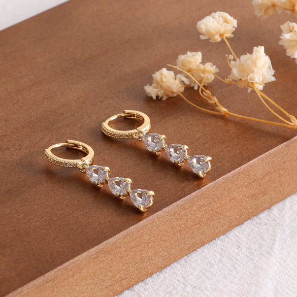Women's Minimalist Copper Drop Earrings With Bowknot Design Electroplated Fashion Bridal Gift Jewelry