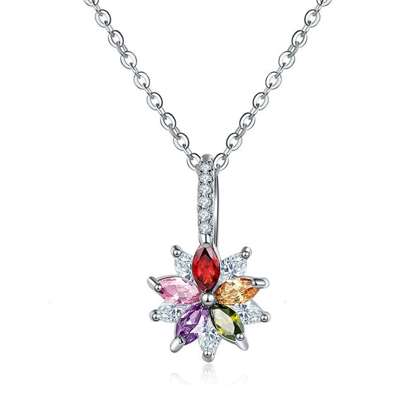 Women's Minimalist Copper Flower Necklace With Zircon Pendant Regular Chain Fashion Jewelry