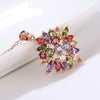 Women's Minimalist Copper Flower Pendant Necklace With Zircon Inlay And Water Wave Chain Fashion Jewelry