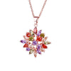 Women's Minimalist Copper Flower Pendant Necklace With Zircon Inlay And Water Wave Chain Fashion Jewelry