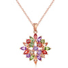 Women's Minimalist Copper Flower Pendant Necklace With Zircon Inlay And Water Wave Chain Fashion Jewelry