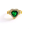 Women's Minimalist Copper Heart Shaped Gemstone Ring With Electroplated Full Diamond Style Fashion Love Jewelry