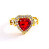 Women's Minimalist Copper Heart Shaped Gemstone Ring With Electroplated Full Diamond Style Fashion Love Jewelry