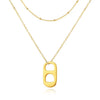 Women's Minimalist Copper Soda Cap Pendant Necklace With Double Layer Paperclip Chain Geometric Electroplated Clavicle Jewelry