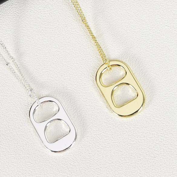 Women's Minimalist Copper Soda Cap Pendant Necklace With Double Layer Paperclip Chain Geometric Electroplated Clavicle Jewelry