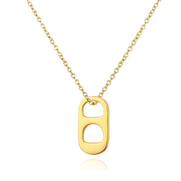 Women's Minimalist Copper Soda Cap Pendant Necklace With Double Layer Paperclip Chain Geometric Electroplated Clavicle Jewelry