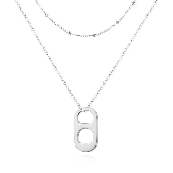 Women's Minimalist Copper Soda Cap Pendant Necklace With Double Layer Paperclip Chain Geometric Electroplated Clavicle Jewelry