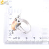 Women's Minimalist Cute Owl Animal Ring With Natural Stone Inlay Adjustable Copper Round Convex Design
