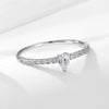 Women's Minimalist Diamond Design Drop Shape Sterling Silver Ring Jewelry