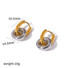 Women's Minimalist Double Ring Geometric Hoop Earrings With Stainless Steel Ear Needles And Vacuum Gold Plated Finish