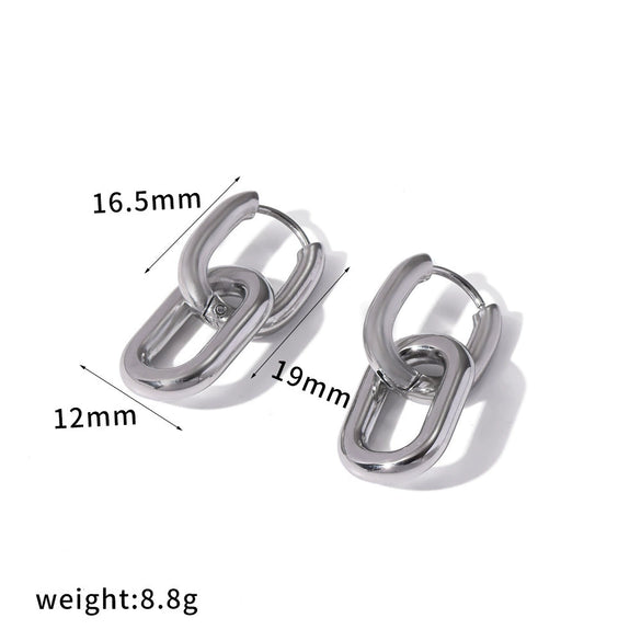Women's Minimalist Double Ring Geometric Hoop Earrings With Stainless Steel Ear Needles And Vacuum Gold Plated Finish