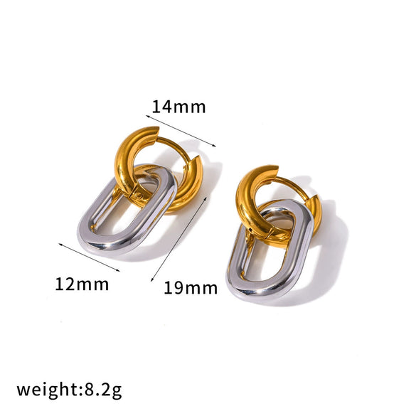 Women's Minimalist Double Ring Geometric Hoop Earrings With Stainless Steel Ear Needles And Vacuum Gold Plated Finish