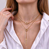 Women's Minimalist Doublelayer Doublering Geometric Round Alloy Necklace With Adjustable Chain And Polished Electroplated Finish