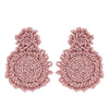 Women's Minimalist Drop Shape Beaded Alloy Earrings Handmade Exaggerated Statement Earrings With Electroplated Finish