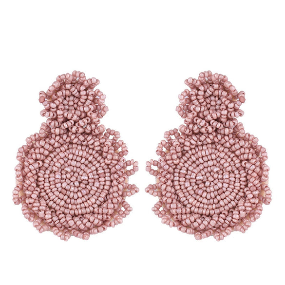 Women's Minimalist Drop Shape Beaded Alloy Earrings Handmade Exaggerated Statement Earrings With Electroplated Finish