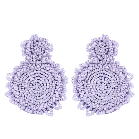 Women's Minimalist Drop Shape Beaded Alloy Earrings Handmade Exaggerated Statement Earrings With Electroplated Finish