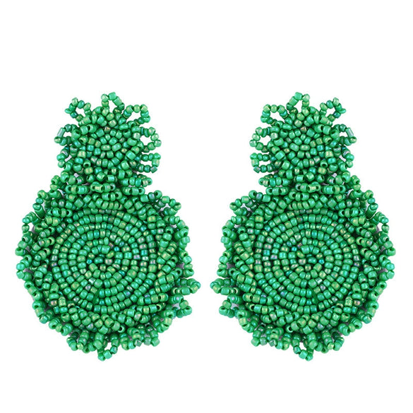Women's Minimalist Drop Shape Beaded Alloy Earrings Handmade Exaggerated Statement Earrings With Electroplated Finish