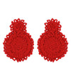 Women's Minimalist Drop Shape Beaded Alloy Earrings Handmade Exaggerated Statement Earrings With Electroplated Finish