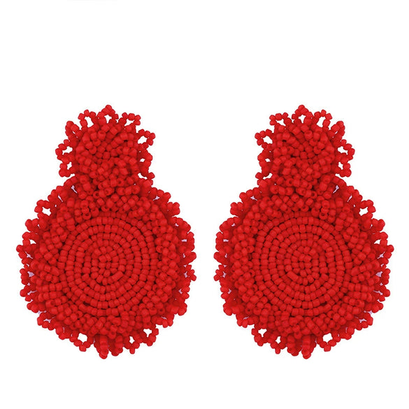Women's Minimalist Drop Shape Beaded Alloy Earrings Handmade Exaggerated Statement Earrings With Electroplated Finish
