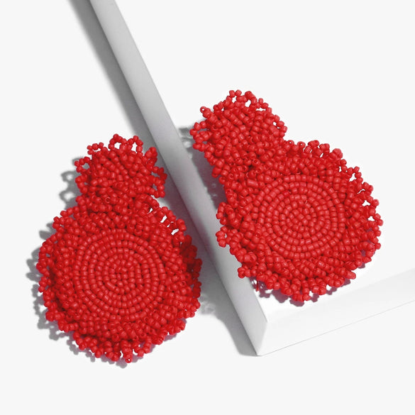 Women's Minimalist Drop Shape Beaded Alloy Earrings Handmade Exaggerated Statement Earrings With Electroplated Finish
