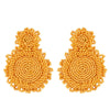 Women's Minimalist Drop Shape Beaded Alloy Earrings Handmade Exaggerated Statement Earrings With Electroplated Finish