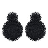 Women's Minimalist Drop Shape Beaded Alloy Earrings Handmade Exaggerated Statement Earrings With Electroplated Finish