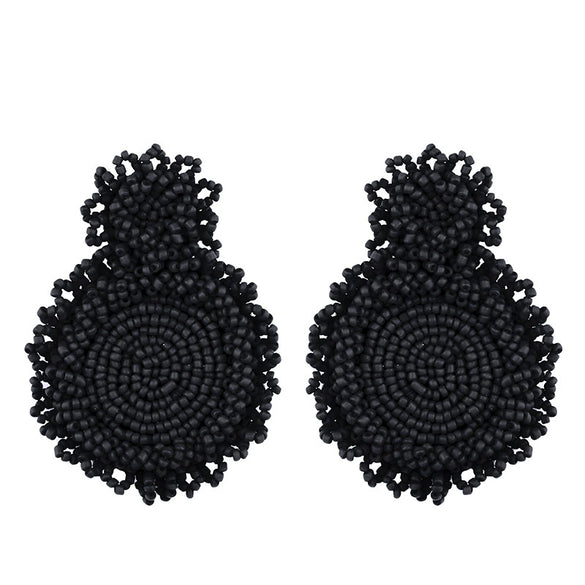 Women's Minimalist Drop Shape Beaded Alloy Earrings Handmade Exaggerated Statement Earrings With Electroplated Finish
