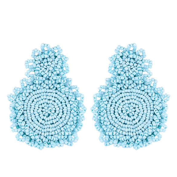 Women's Minimalist Drop Shape Beaded Alloy Earrings Handmade Exaggerated Statement Earrings With Electroplated Finish