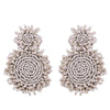 Women's Minimalist Drop Shape Beaded Alloy Earrings Handmade Exaggerated Statement Earrings With Electroplated Finish