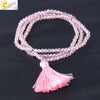 Women's Minimalist Electroplated Glass Crystal Beaded Multi Layer Elastic Bracelet With Faceted Seed Beads And Tassel Copper Accents