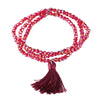 Women's Minimalist Electroplated Glass Crystal Beaded Multi Layer Elastic Bracelet With Faceted Seed Beads And Tassel Copper Accents