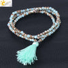 Women's Minimalist Electroplated Glass Crystal Beaded Multi Layer Elastic Bracelet With Faceted Seed Beads And Tassel Copper Accents