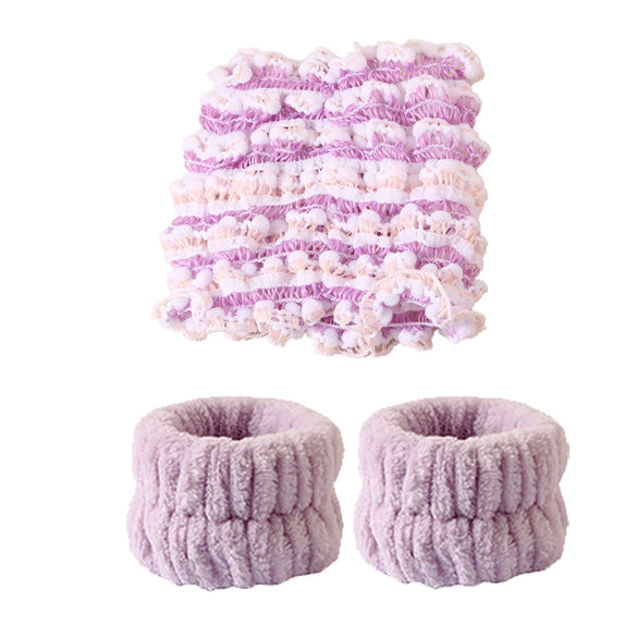 Women's Minimalist Fabric Headband And Wrist Band Set With Bow Tie Design