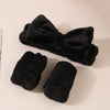 Women's Minimalist Fabric Headband And Wrist Band Set With Bow Tie Design