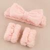Women's Minimalist Fabric Headband And Wrist Band Set With Bow Tie Design