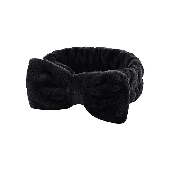Women's Minimalist Fabric Headband And Wrist Band Set With Bow Tie Design