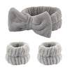 Women's Minimalist Fabric Headband And Wrist Band Set With Bow Tie Design