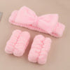 Women's Minimalist Fabric Headband And Wrist Band Set With Bow Tie Design